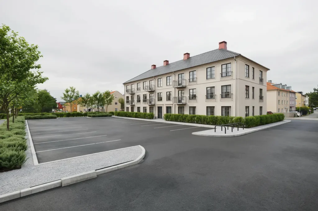 omasfaltering av parkeringsplats vid flerbostadshus i edsberg