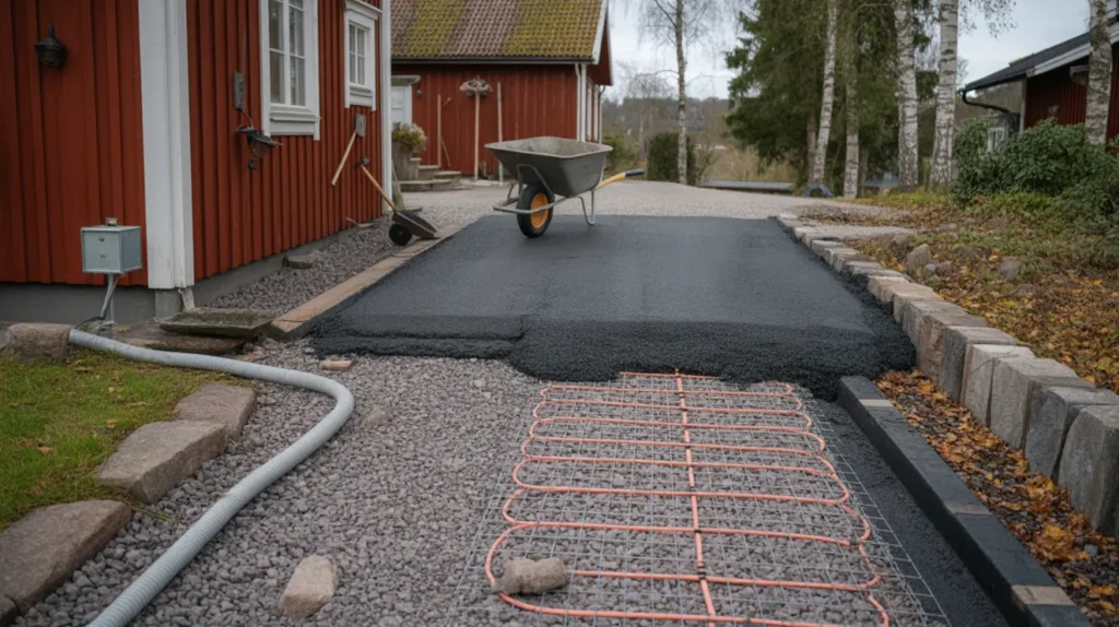 v rmeslingor i asfalten p uppfarten elf rbrukning kostnad och installation steg f r steg