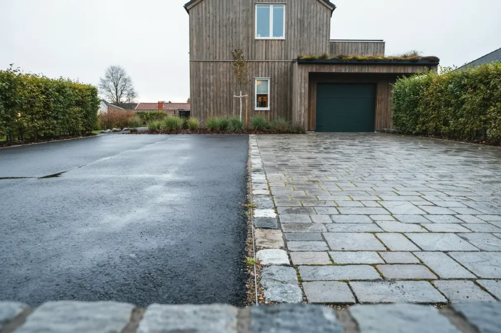 asfalt eller marksten p uppfarten praktisk j mf relse f r villa gare inf r r tt val